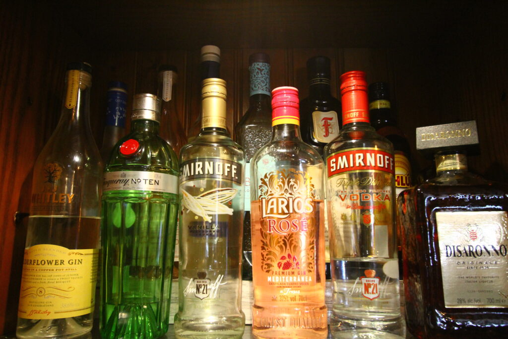 selection of spirits served at the white bear pub in epworth